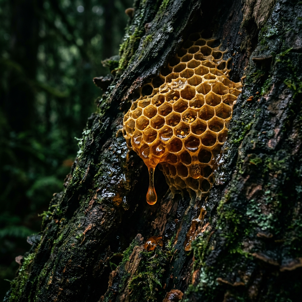 Plaster miodu w pradawnym drewnie — naturalny wosk pszczeli z Puszczy Białowieskiej